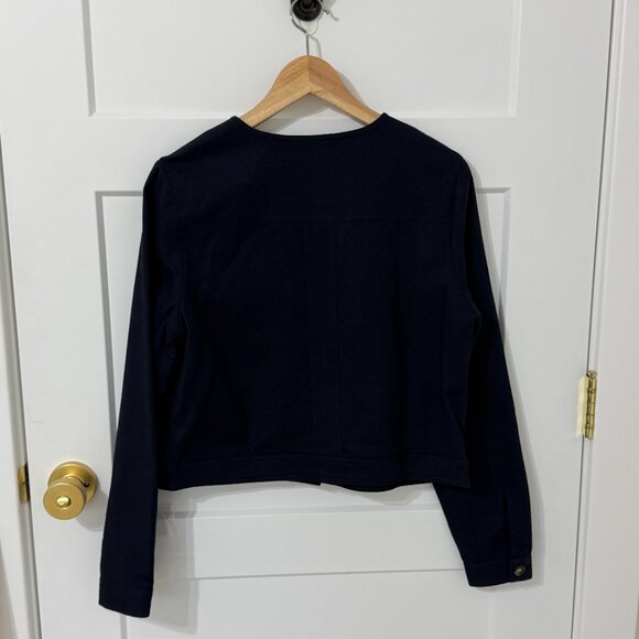 Boden Navy Blue Cropped Blazer Jacket Button Front Workwear Size 8 - Picture 6 of 7